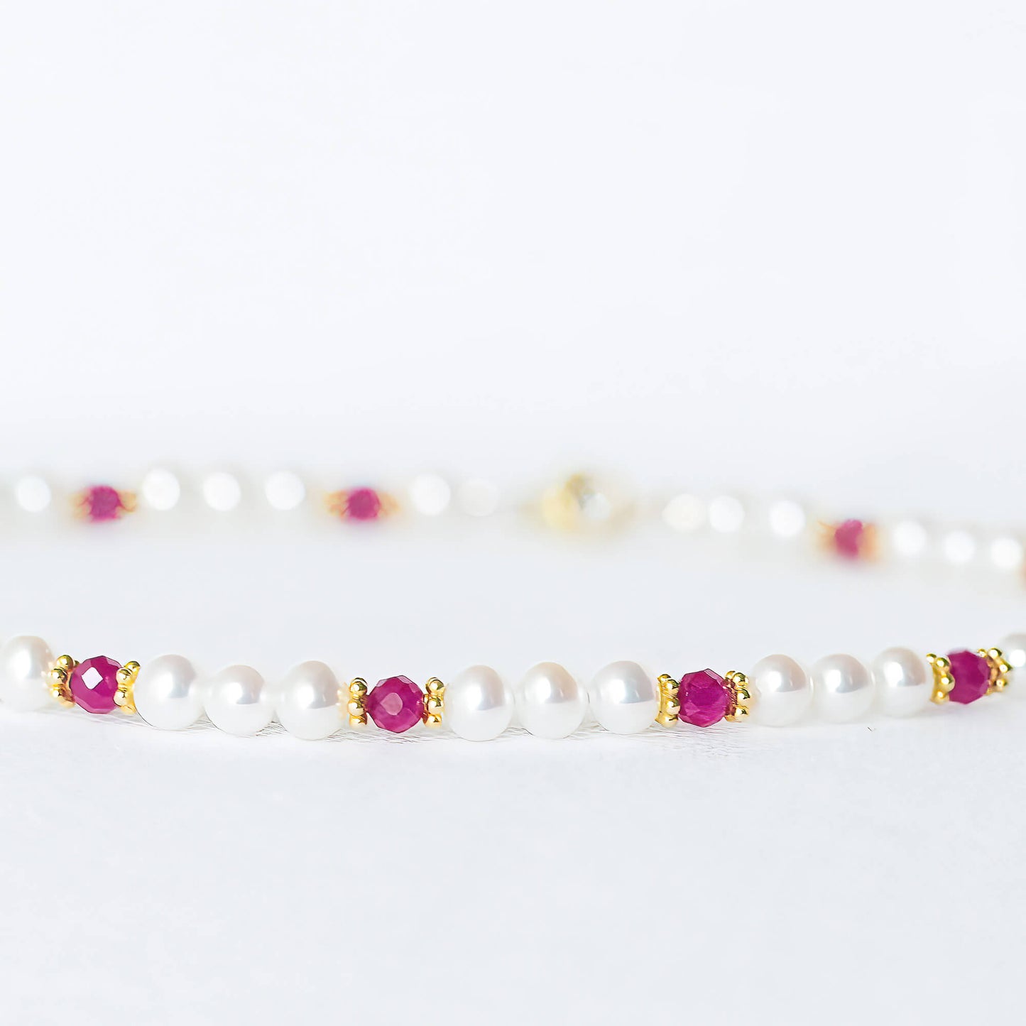 Golden Adorable Pearl and Birthstone Bracelet