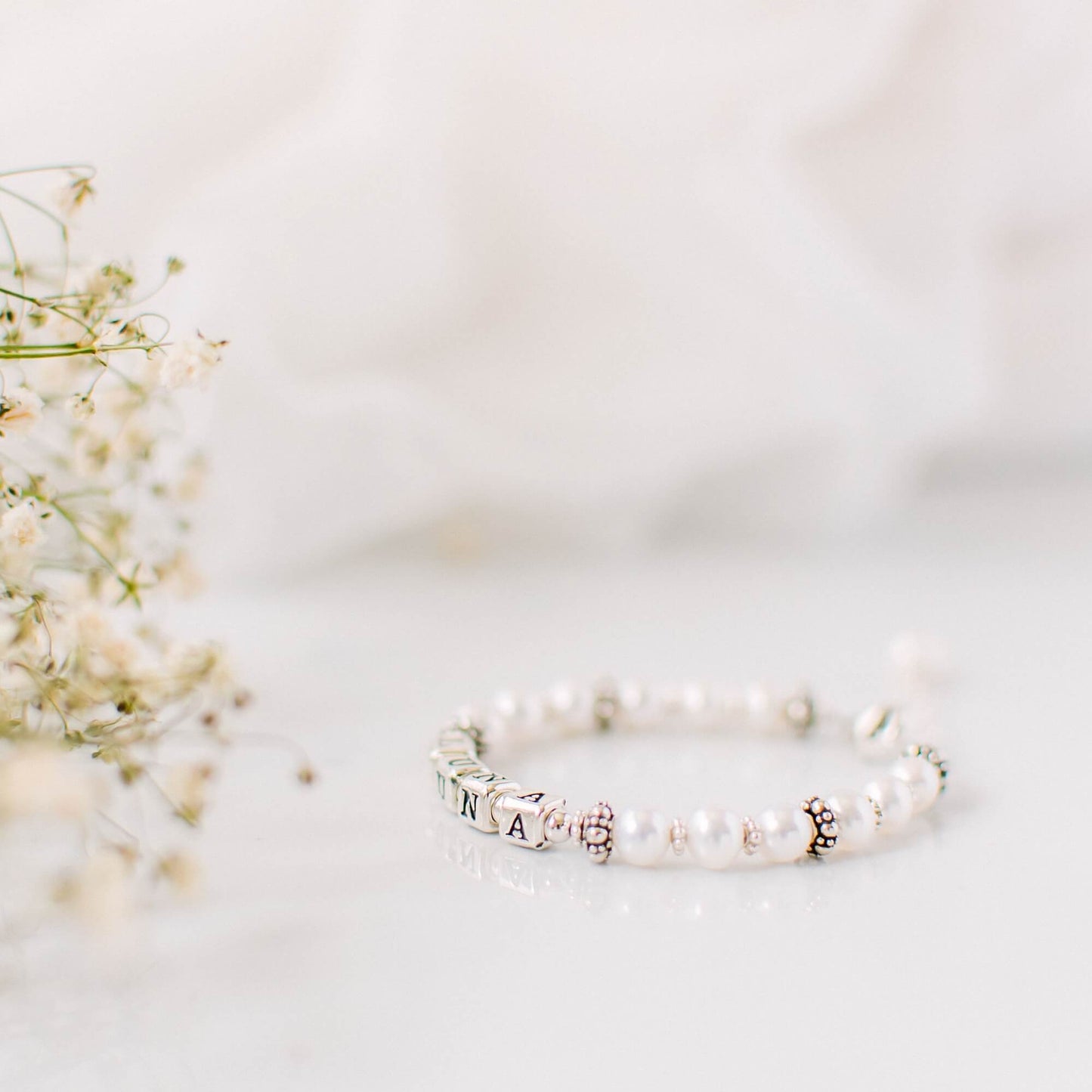 Elegant Pearl Name Bracelet