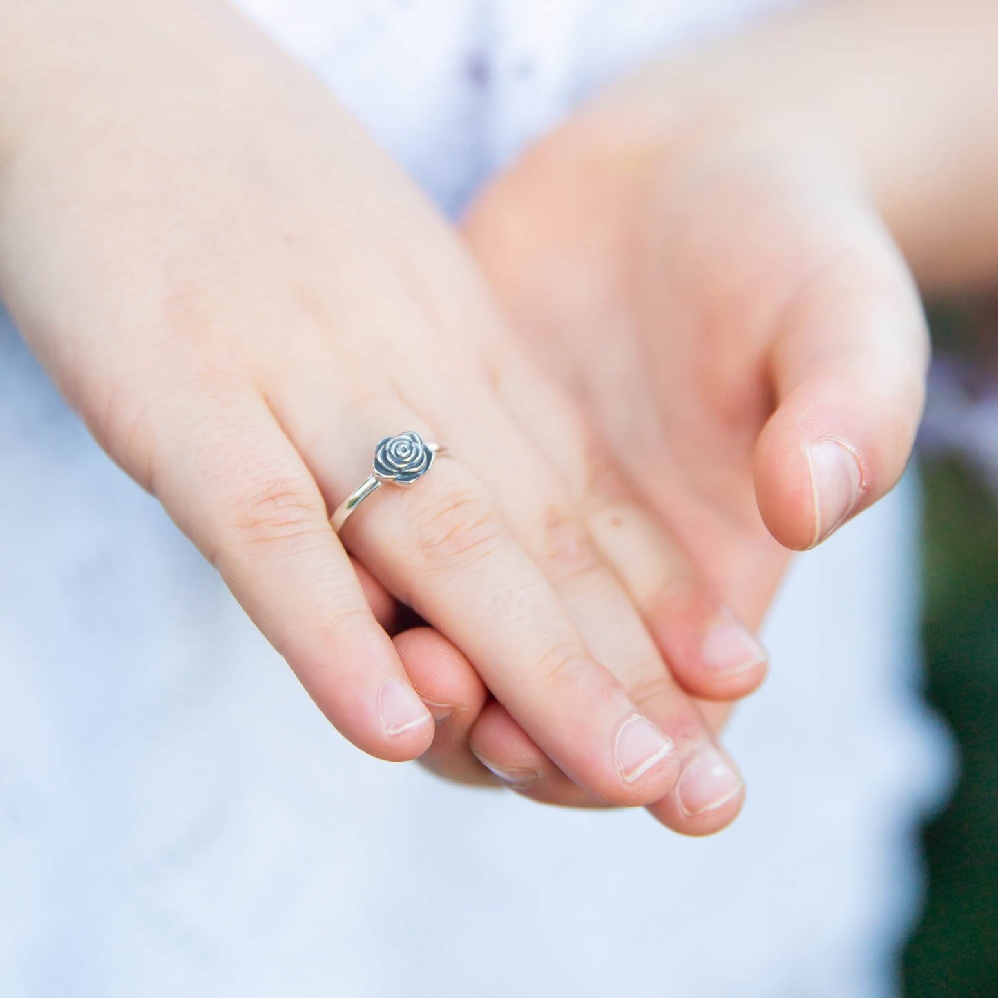 Lovely Little Rose Ring in Silver