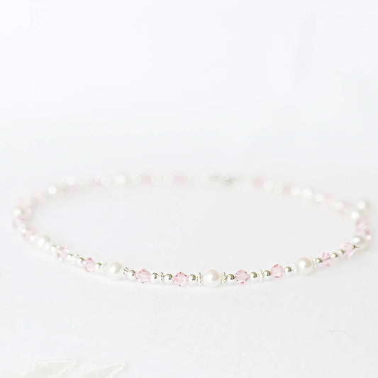 Delightful Pearl and Crystal Necklace in Silver