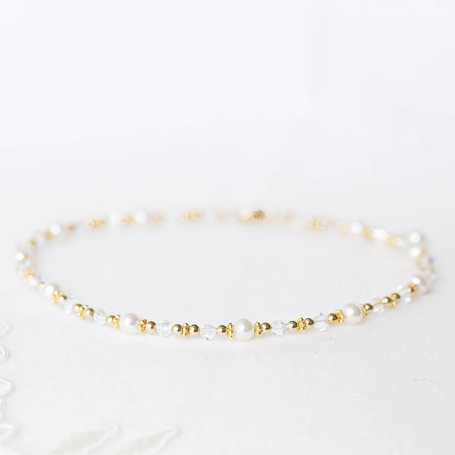 Golden Delightful Pearl and Crystal Necklace