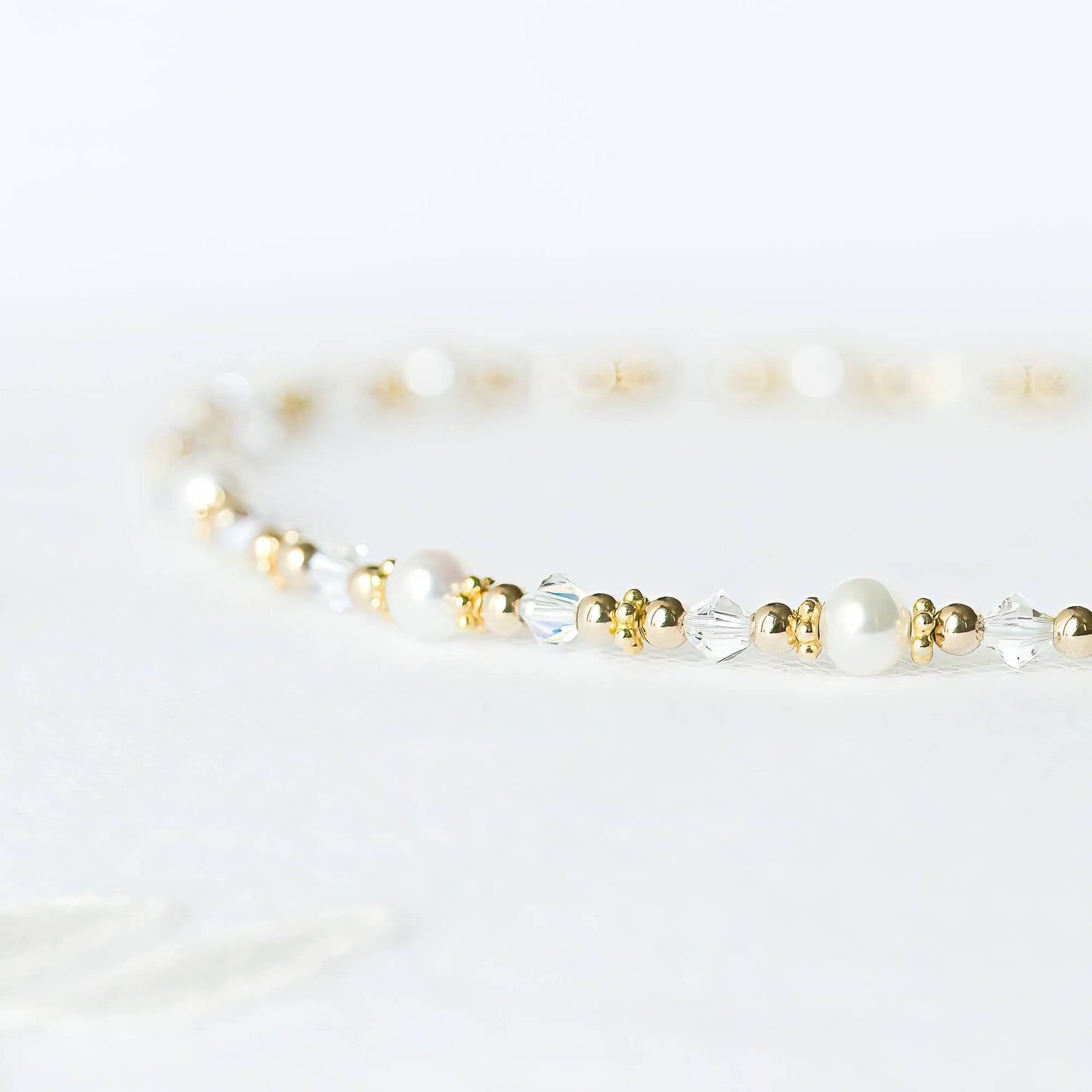 Golden Delightful Pearl and Crystal Necklace