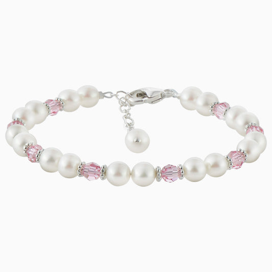 Darling Pearl and Crystal Bracelet in Silver