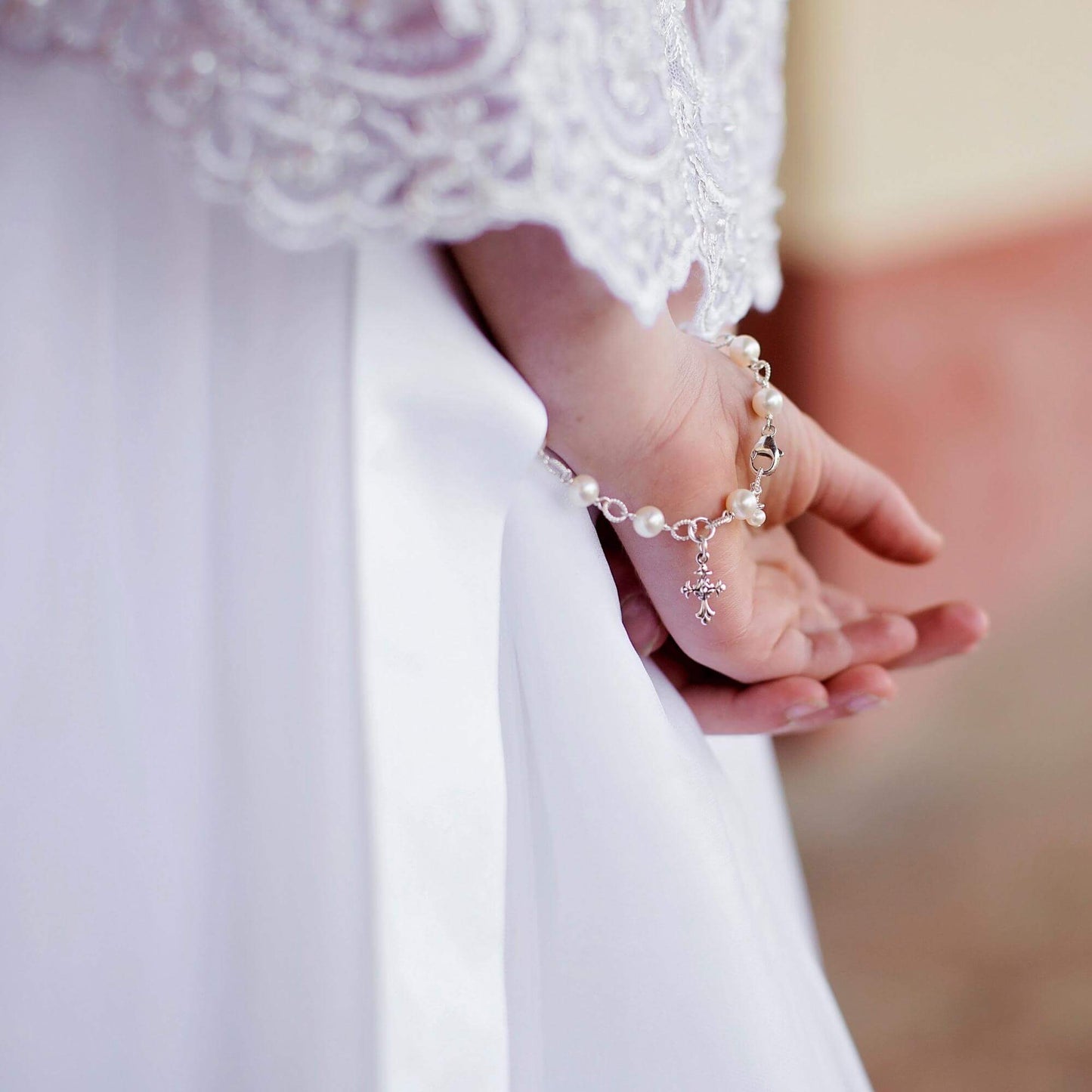 Beautiful First Holy Communion Pearl Rosary Bracelet