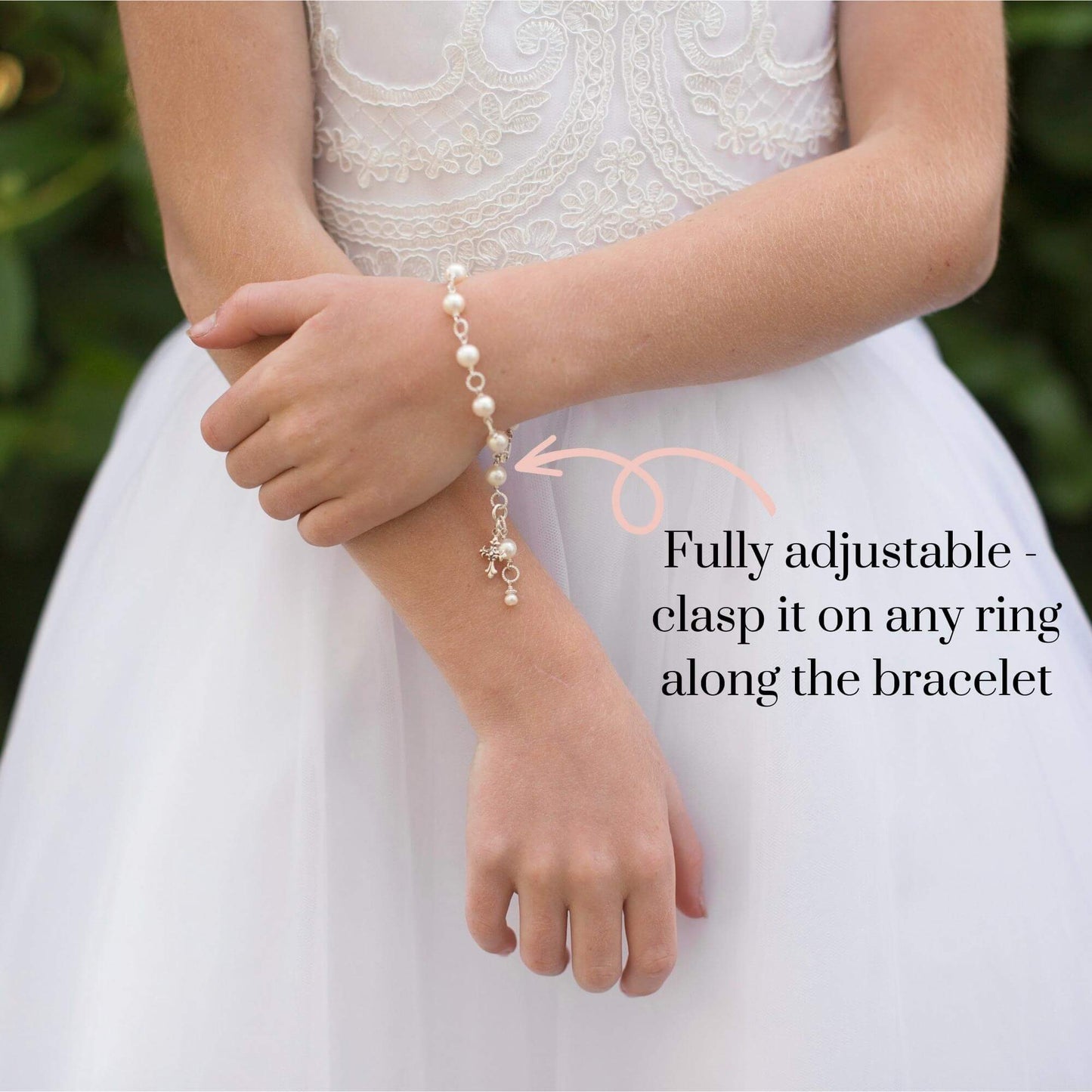 Beautiful First Holy Communion Pearl Rosary Bracelet