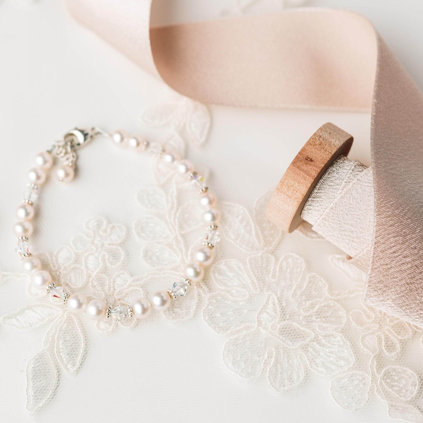 Darling Pearl and Crystal Bracelet in Silver