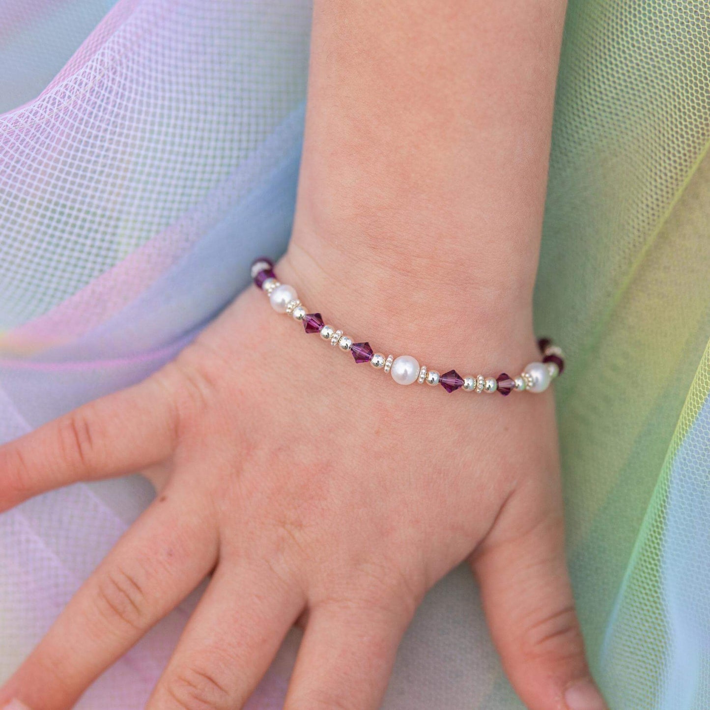 Delightful Crystal and Pearl Bracelet in Silver