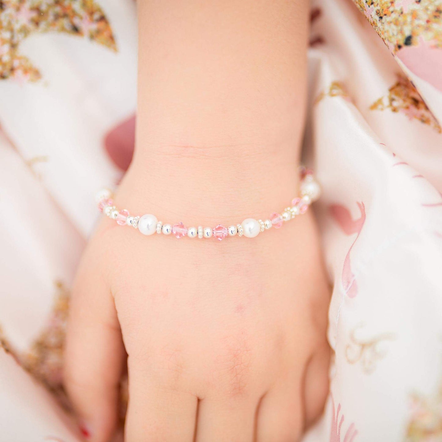 Delightful Crystal and Pearl Bracelet in Silver