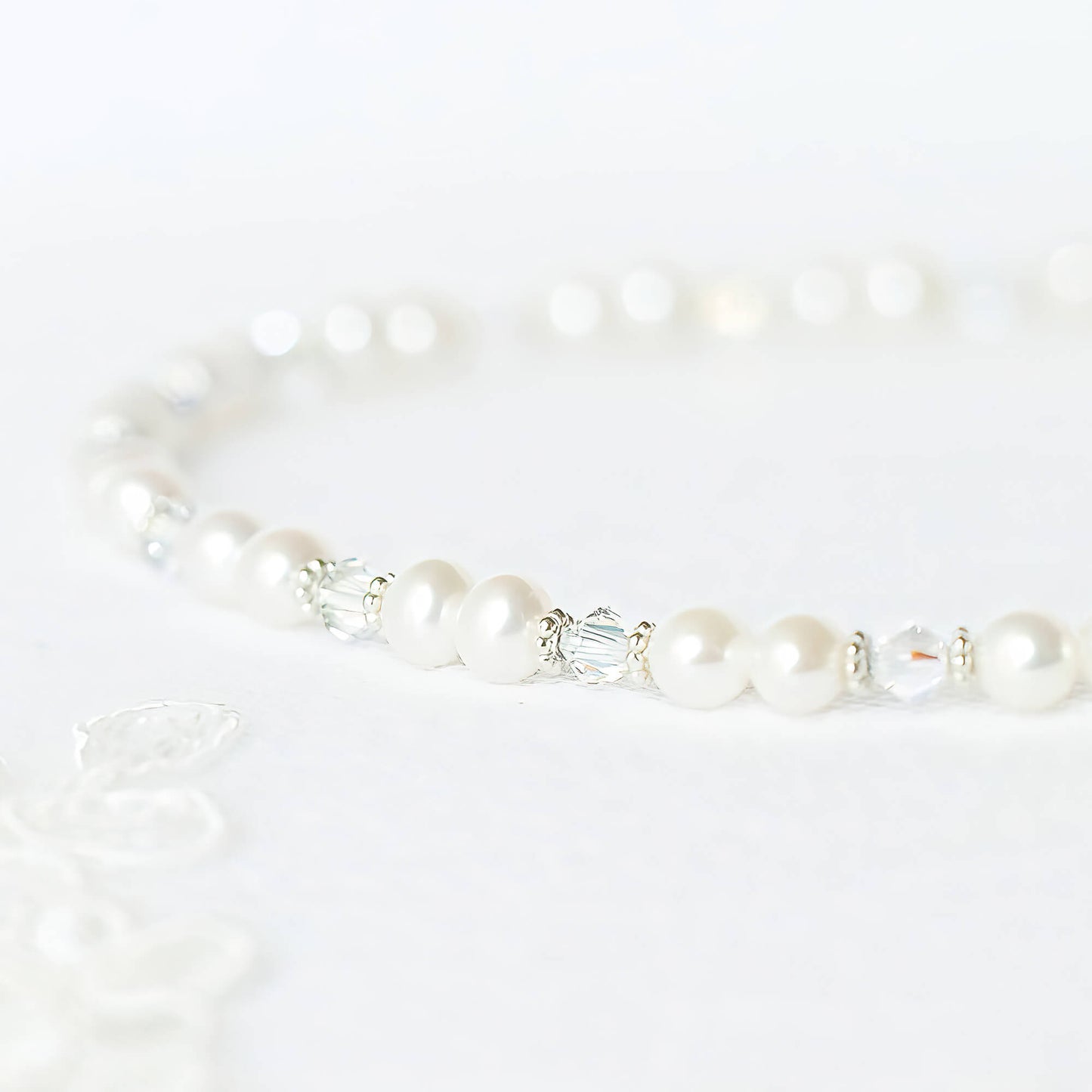 Darling Pearl and Crystal Necklace in Silver