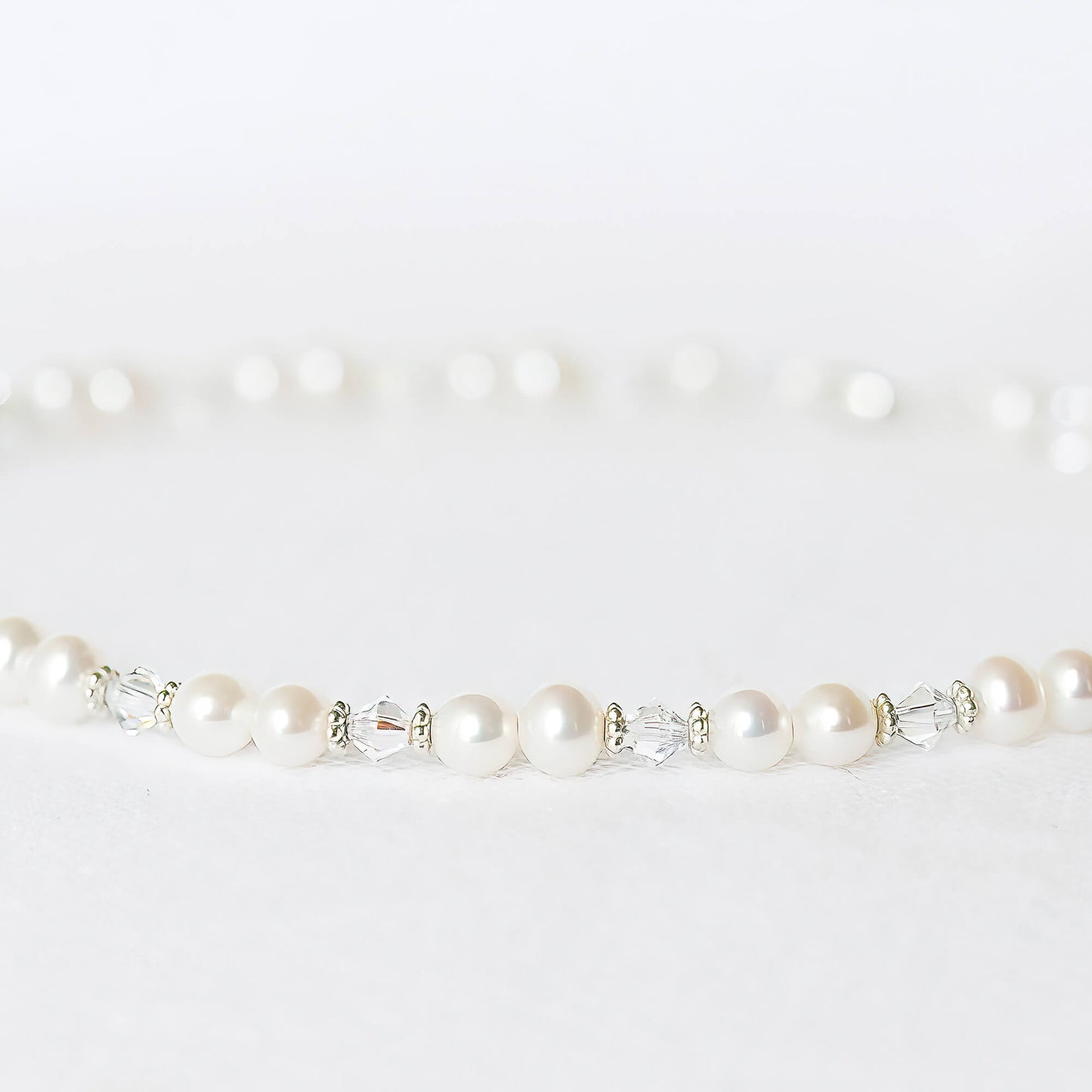 Darling Pearl and Crystal Necklace in Silver
