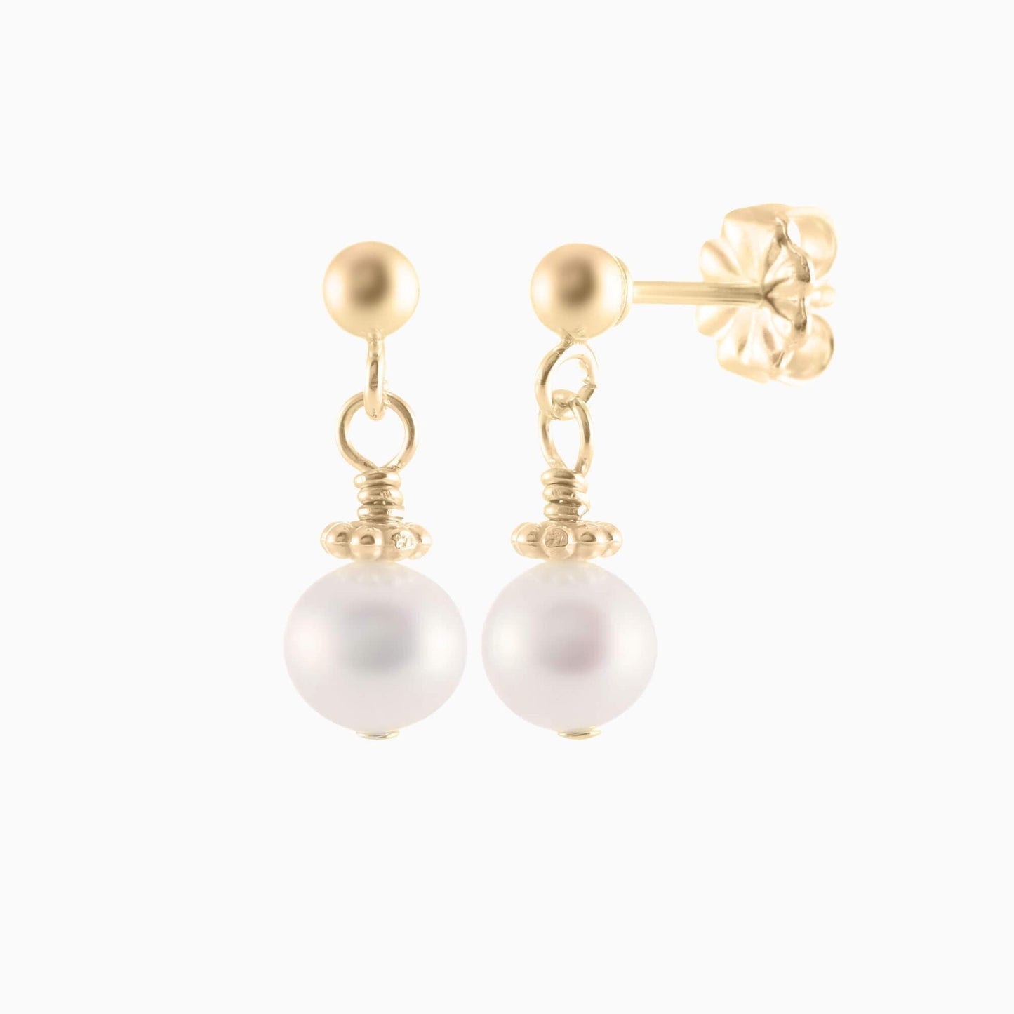 Precious Pearl Dangle Post Earrings in Gold-Filled