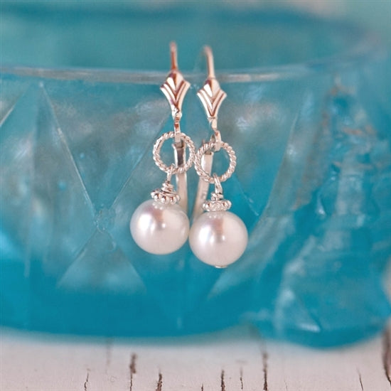 Beautiful Pearl Lever Back Earrings - Little Girl's Pearls