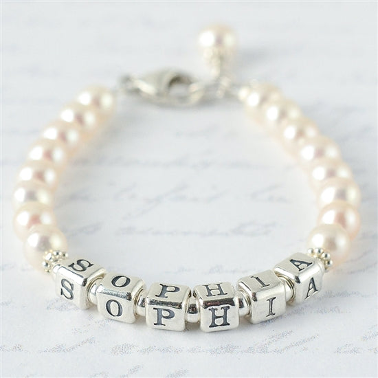 Sweet Pearl Name Bracelet - Little Girl's Pearls