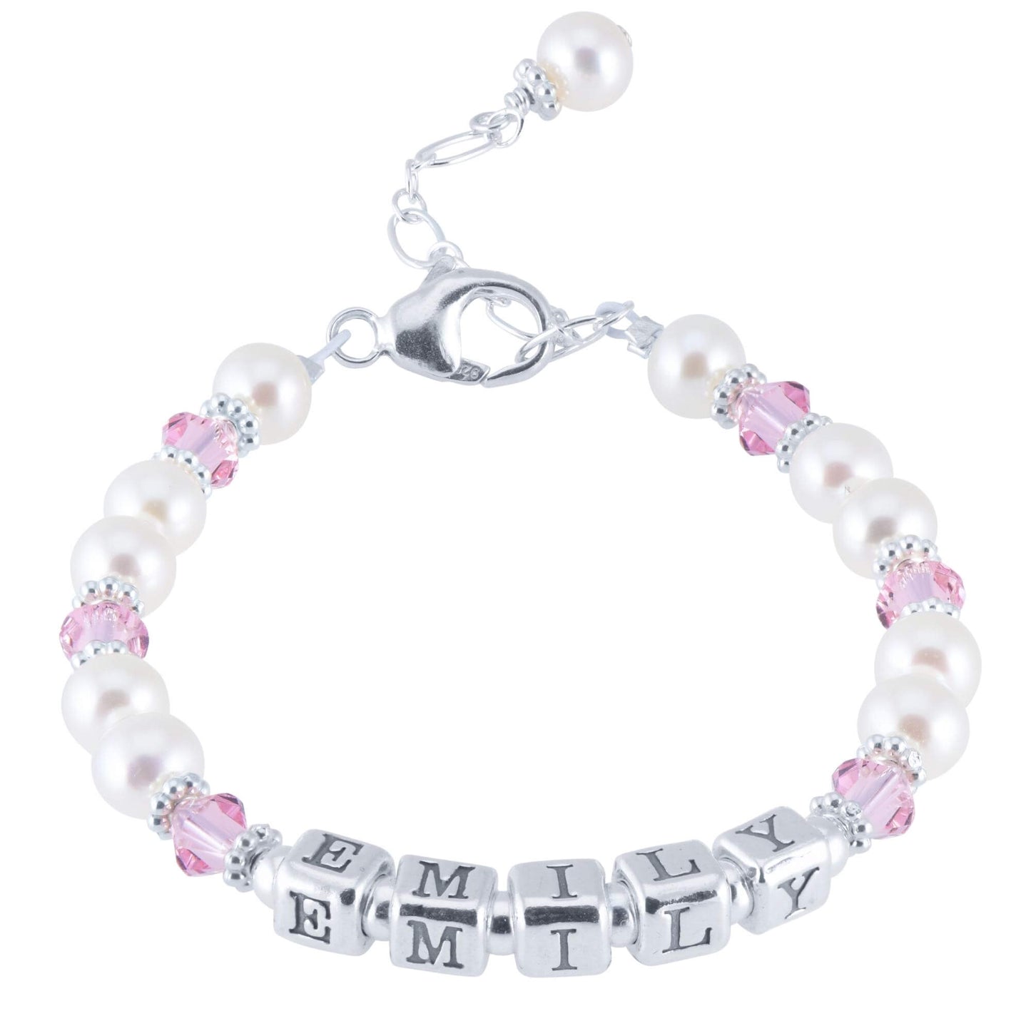 Darling Pearl and Crystal Name Bracelet