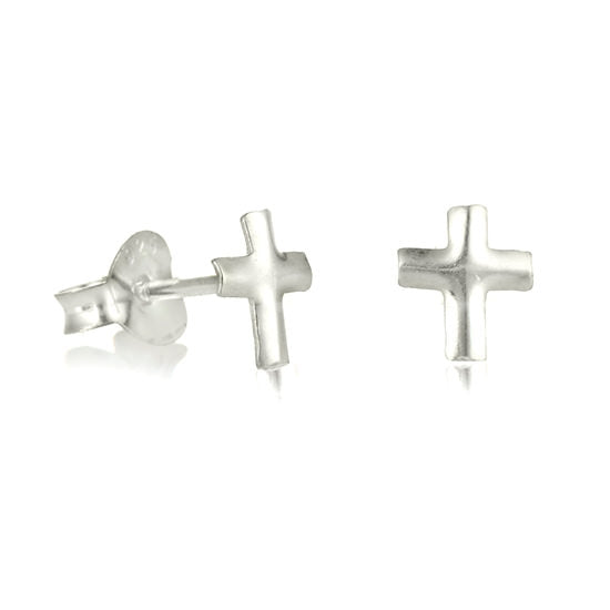 Beautiful Tiny Sterling Cross Earrings - Little Girl's Pearls