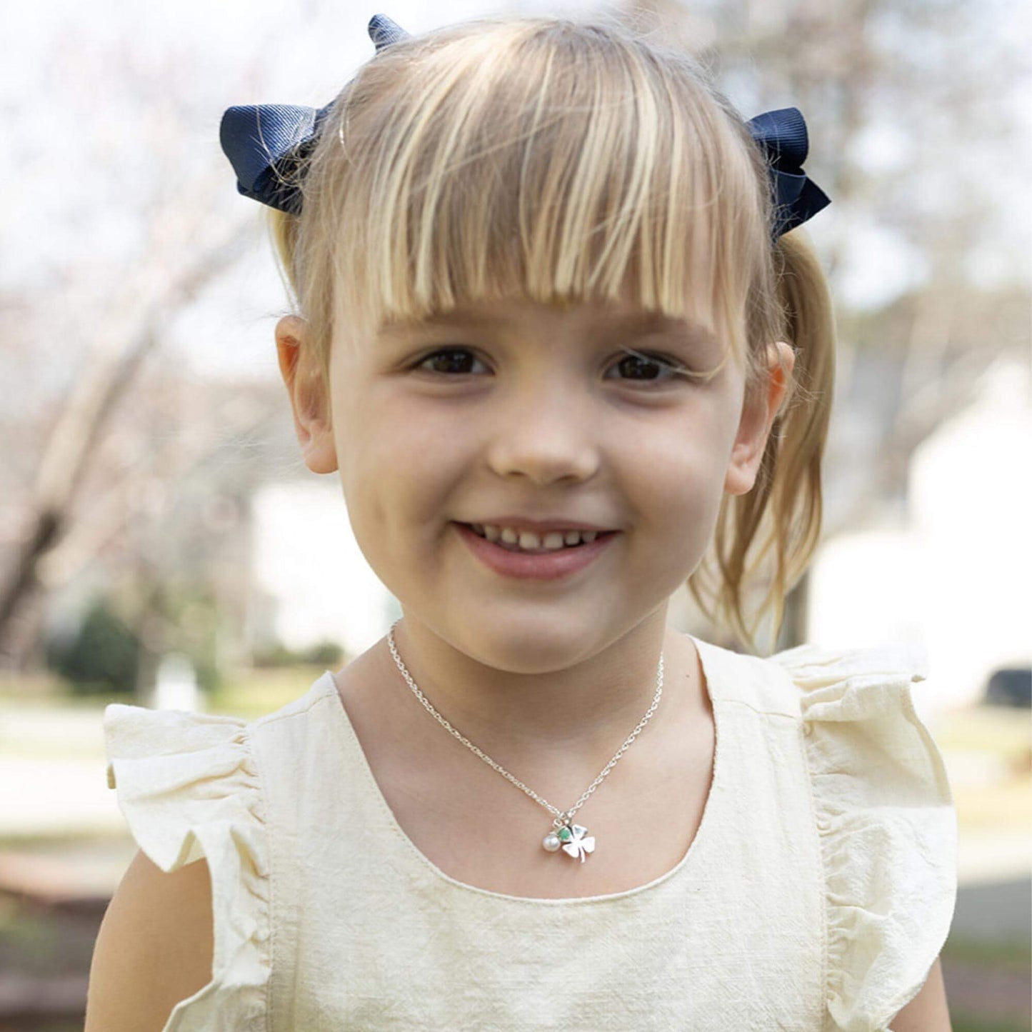 Lucky Clover + Sparkly Birthday Gem Necklace