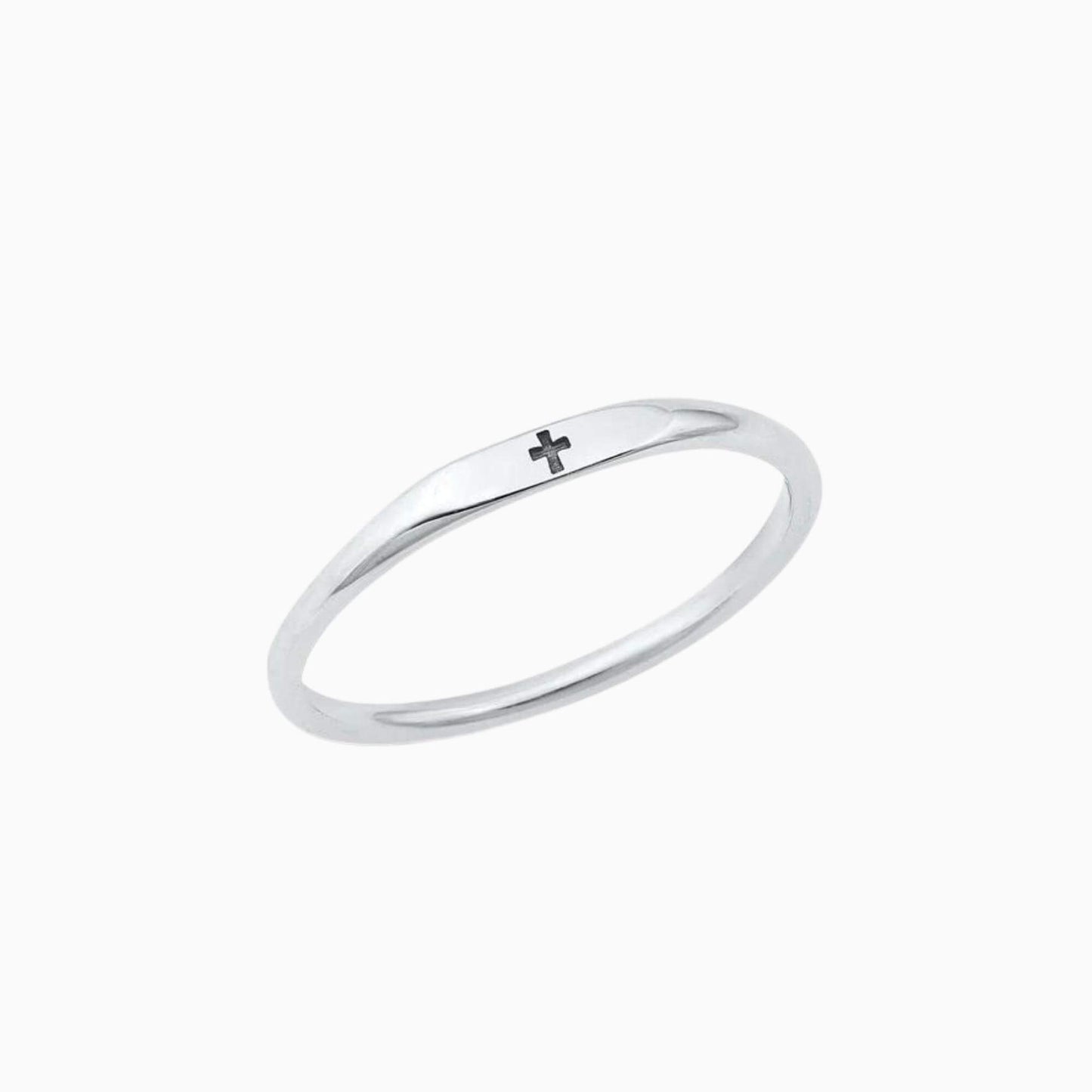 Tiny Silver Cross Ring for Girls