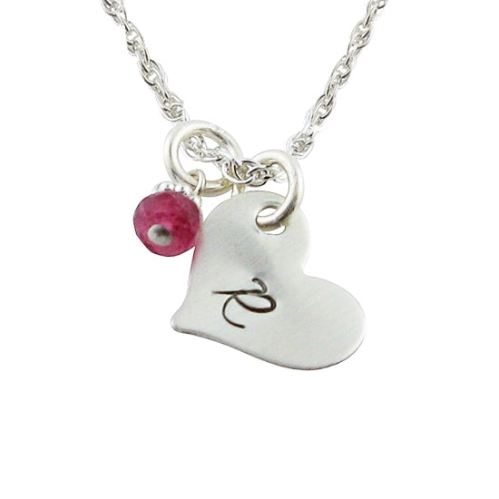 Itty Bitty Sweet Heart Stamped Necklace - Little Girl's Pearls