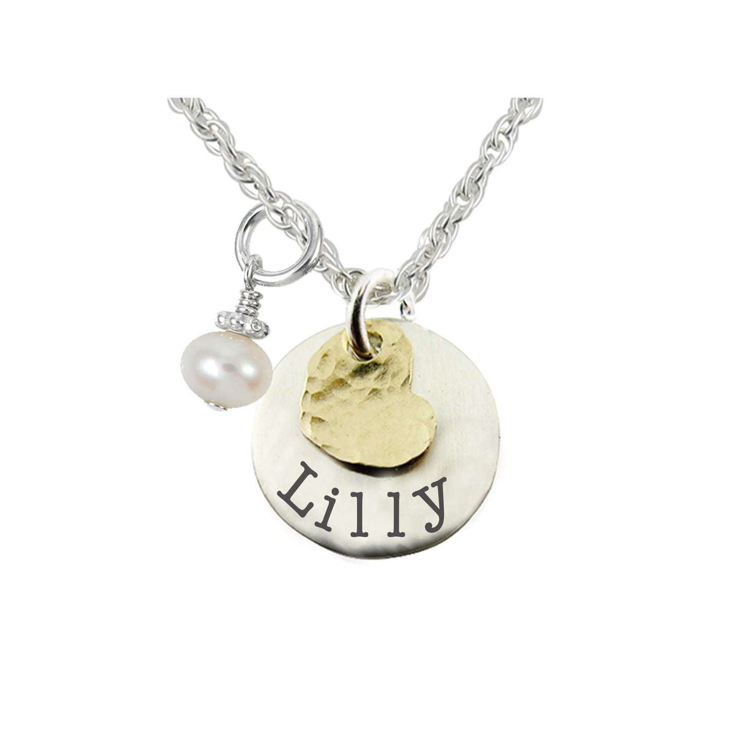 Circle Charm with Gold Heart Personalized Necklace