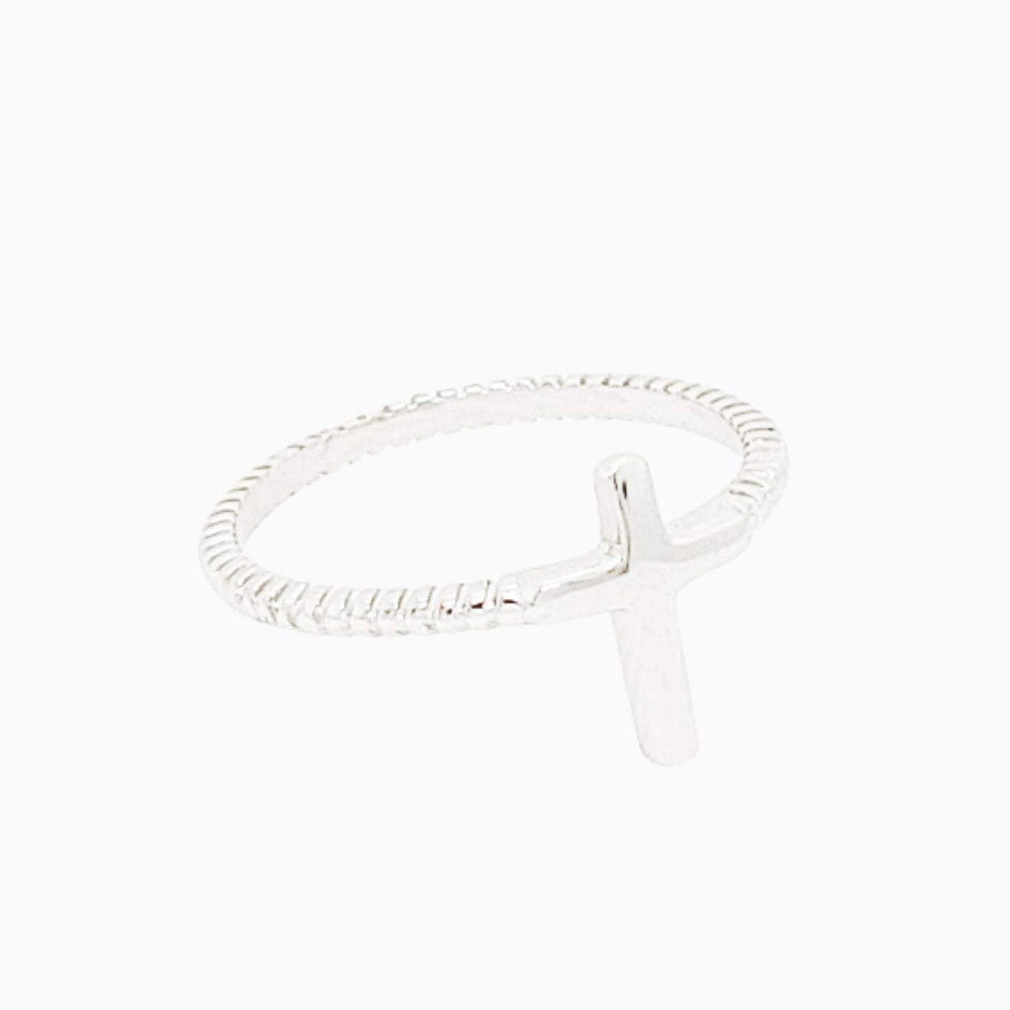 Silver Cross Rope Ring