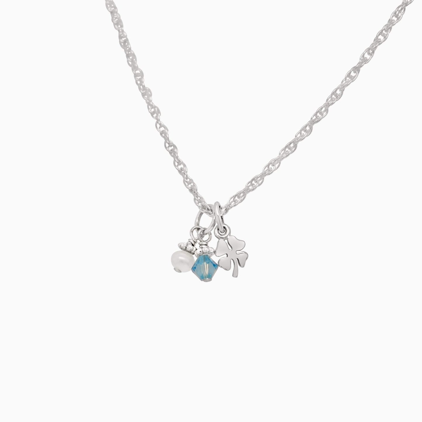 Tiniest Lucky Clover + Sparkly Birthstone Crystal Necklace