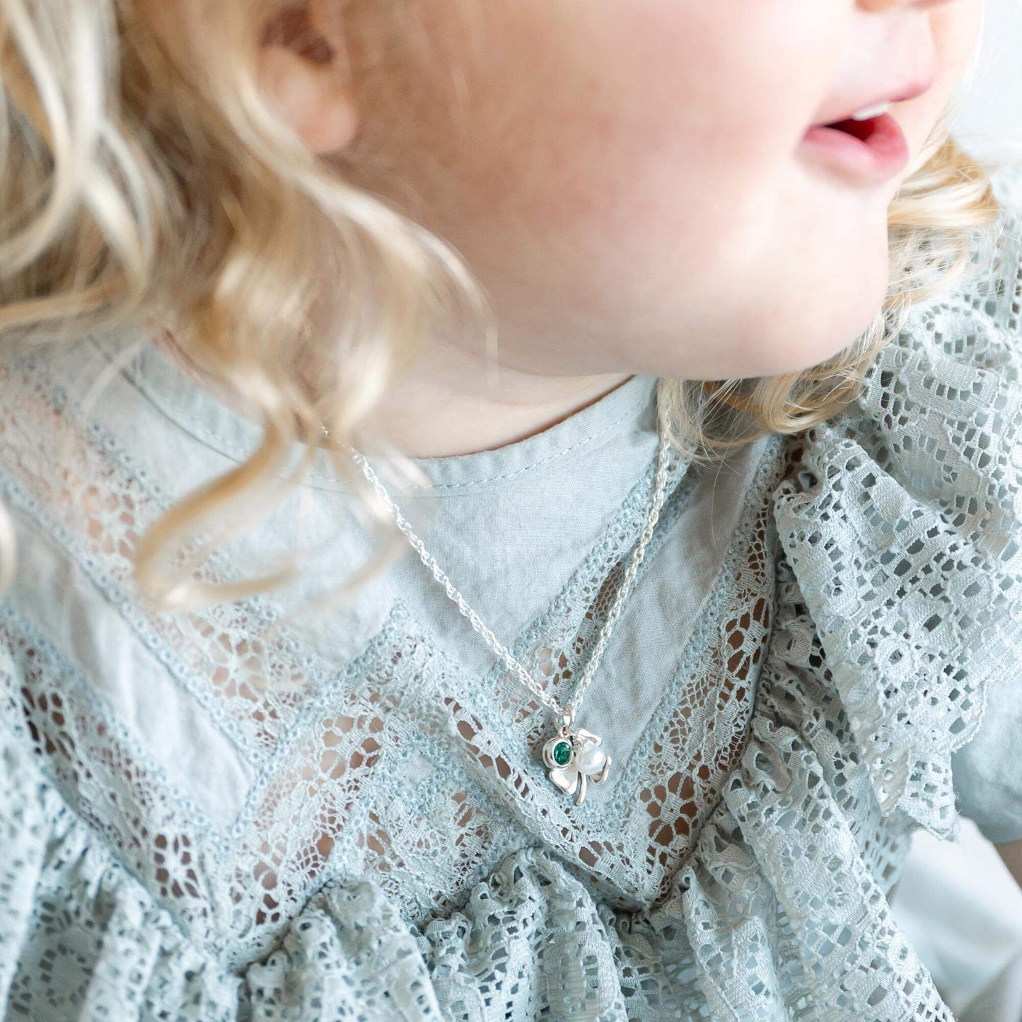 Lucky Clover + Sparkly Birthstone Crystal Necklace