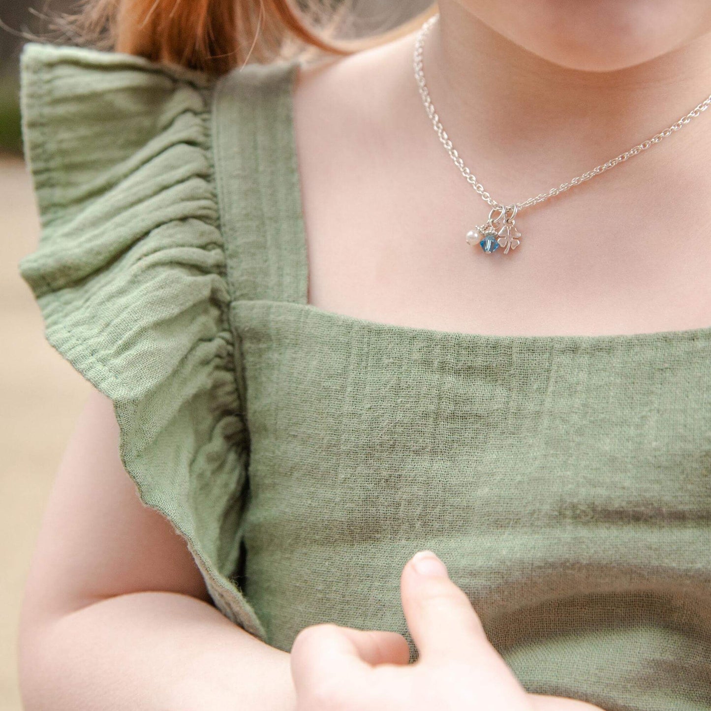 Tiniest Lucky Clover + Sparkly Birthstone Crystal Necklace