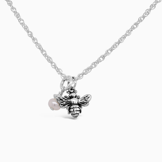 Ittiest Bittiest Bee Necklace in Silver - Little Girl's Pearls