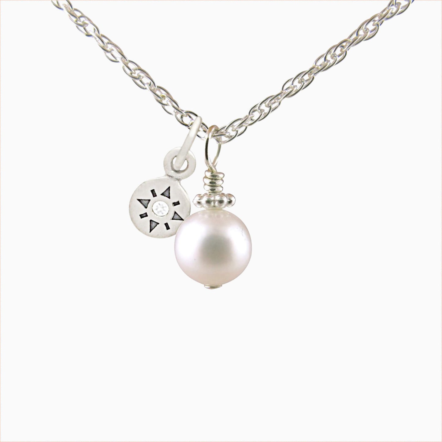 *NEW* Diamond Compass Keepsake Pearl Necklace in Silver