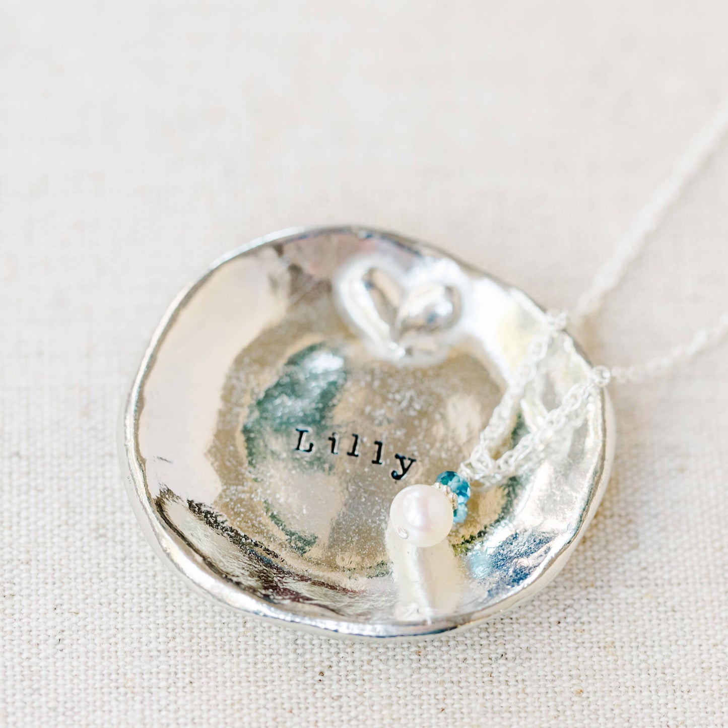 Personalized Trinket Dish - Little Girl's Pearls