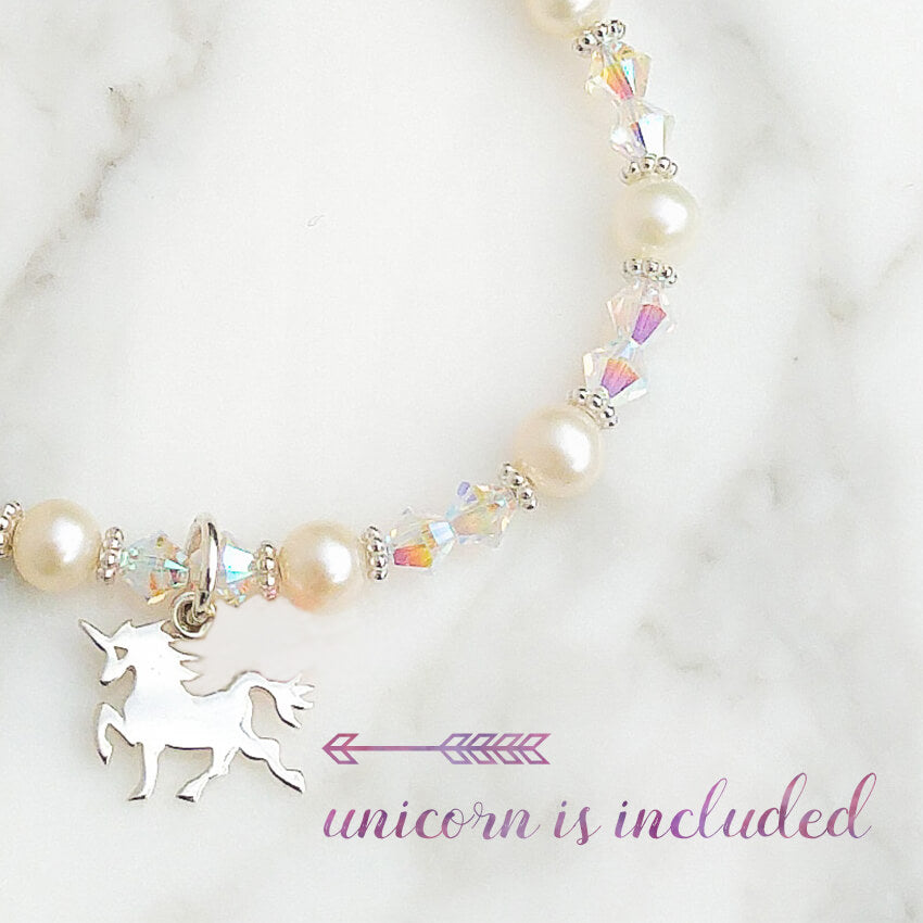 Sparkle Unicorn Bracelet - Little Girl's Pearls