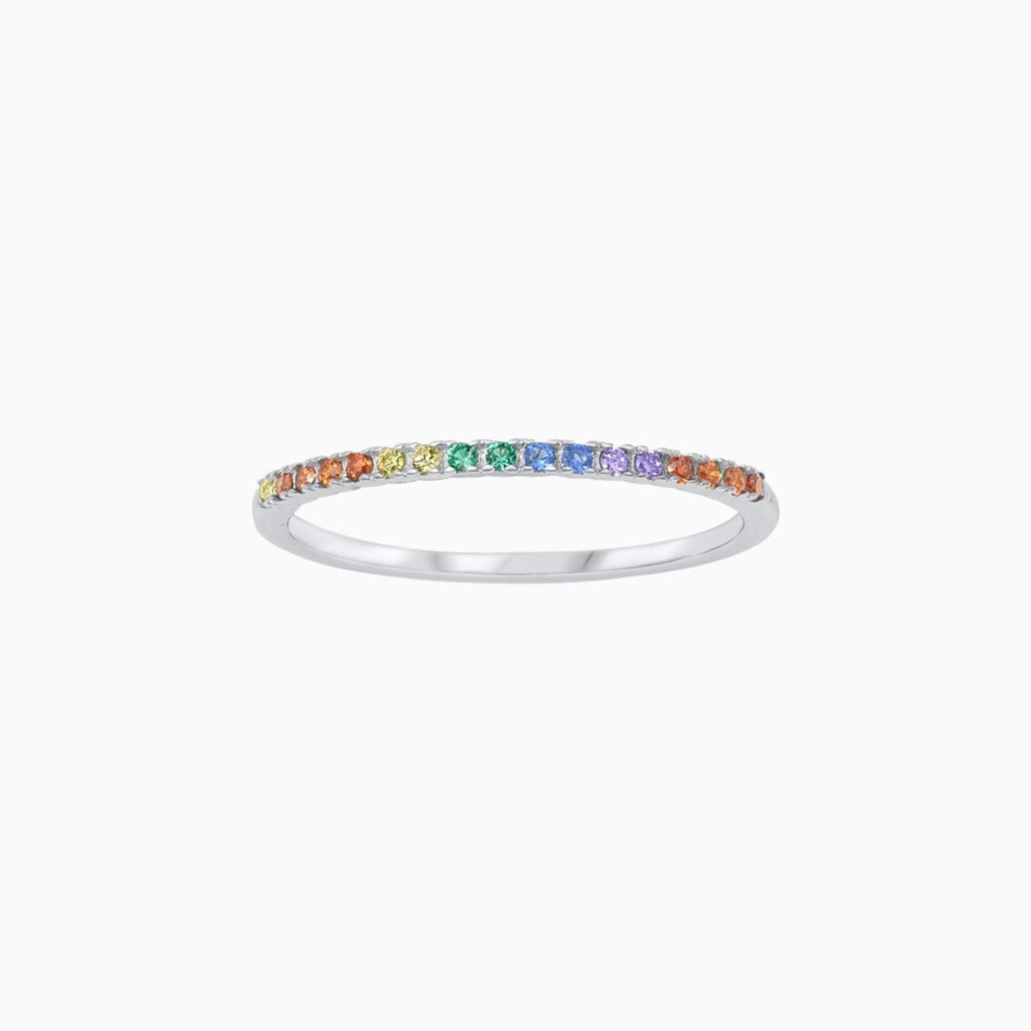 Teenie Tiny Rainbow Cubic Zirconia Sparkle Ring in Silver