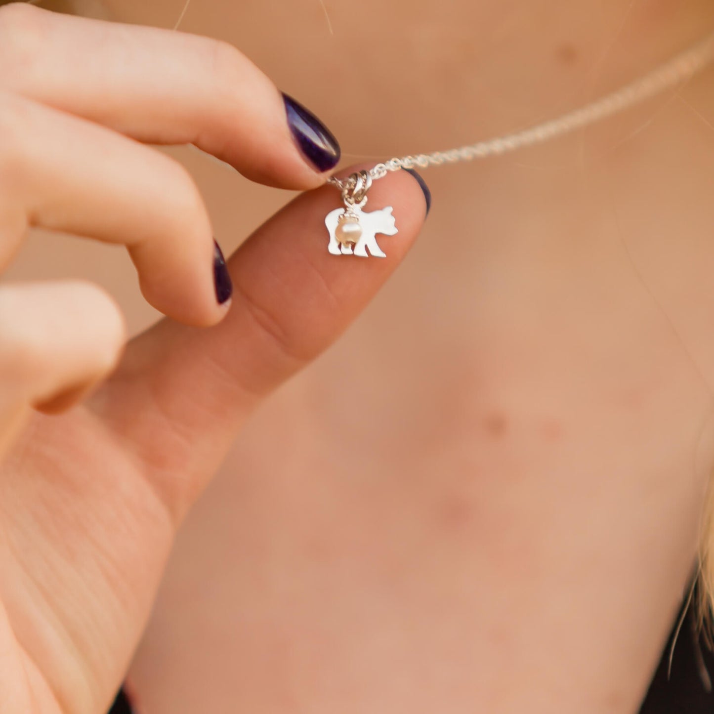 Itty Bitty Baby Bear Necklace - Little Girl's Pearls