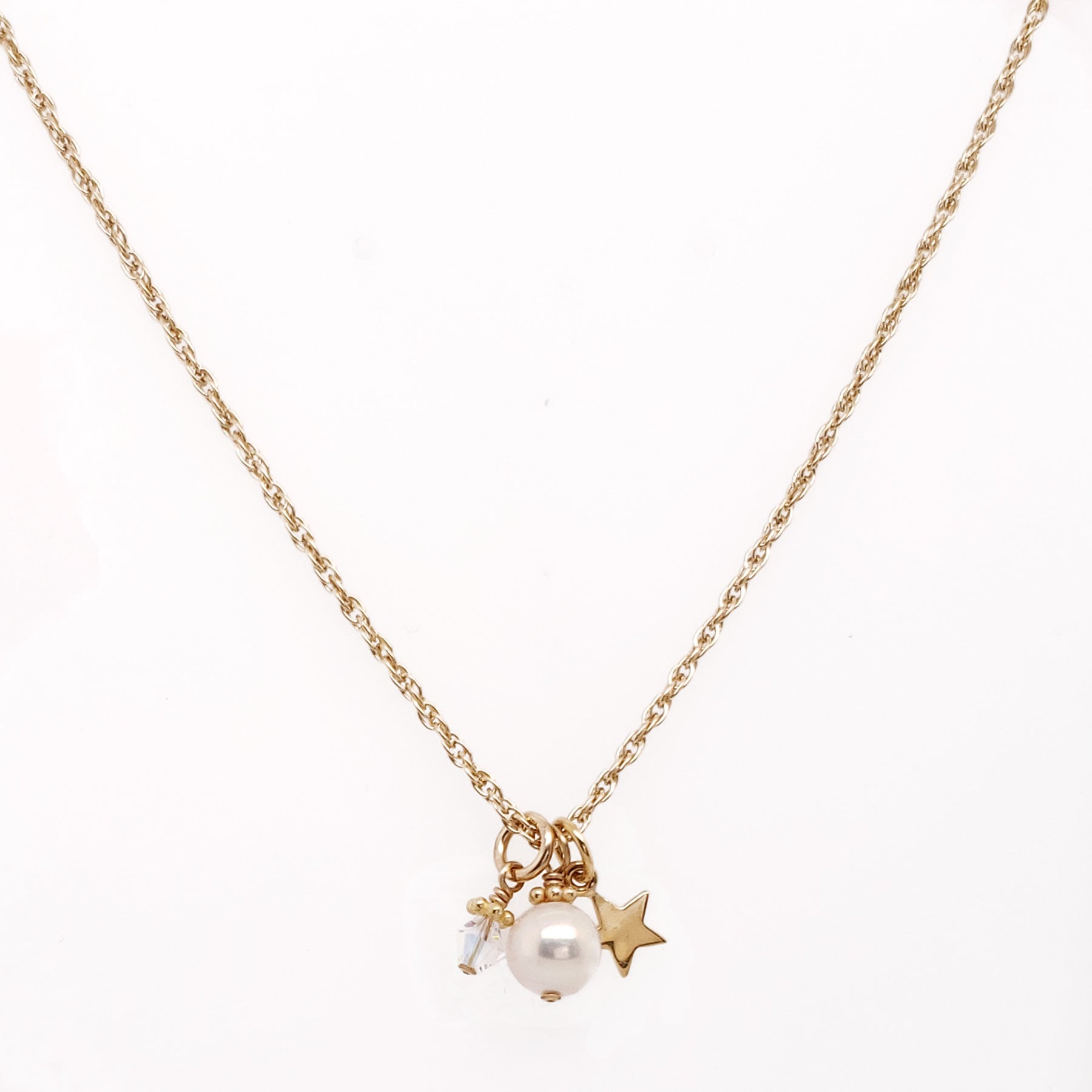 Wish on a Star Necklace in Gold-Filled - Little Girl's Pearls