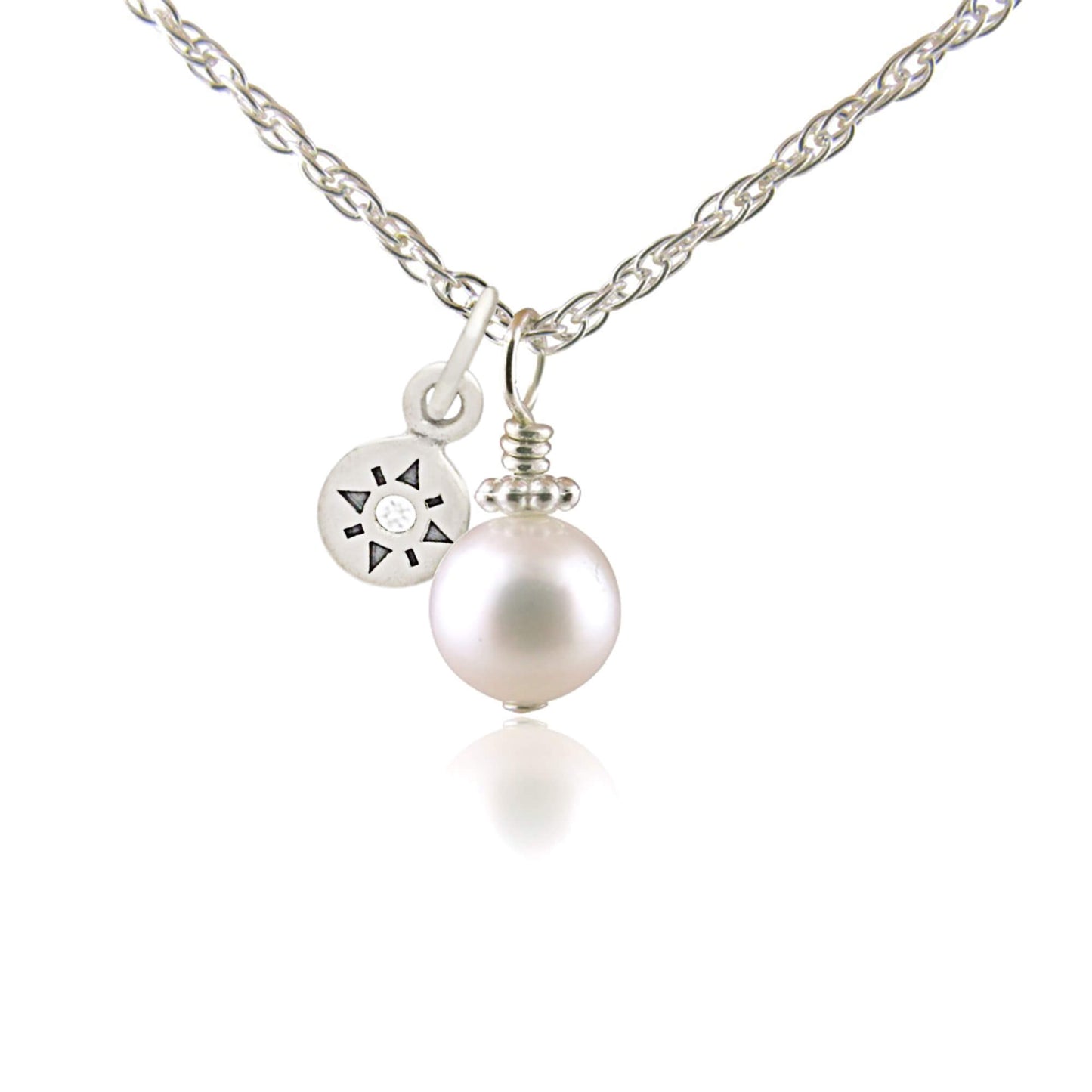 *NEW* Diamond Compass Keepsake Pearl Necklace in Silver
