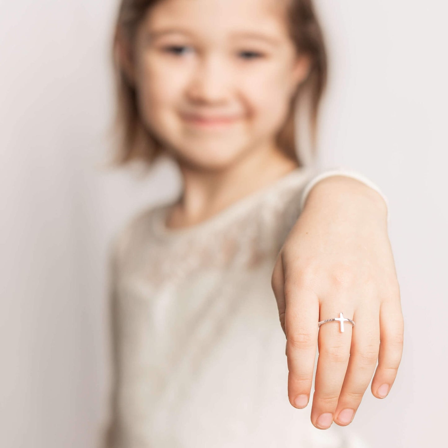 Silver Cross Rope Ring