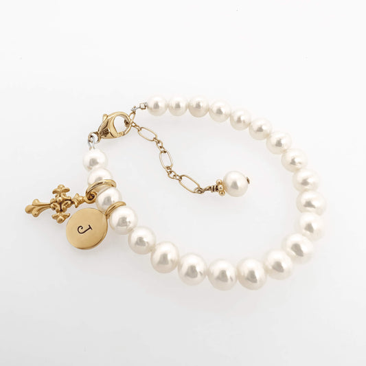 Personalized Baby Baptism Bracelet in Gold