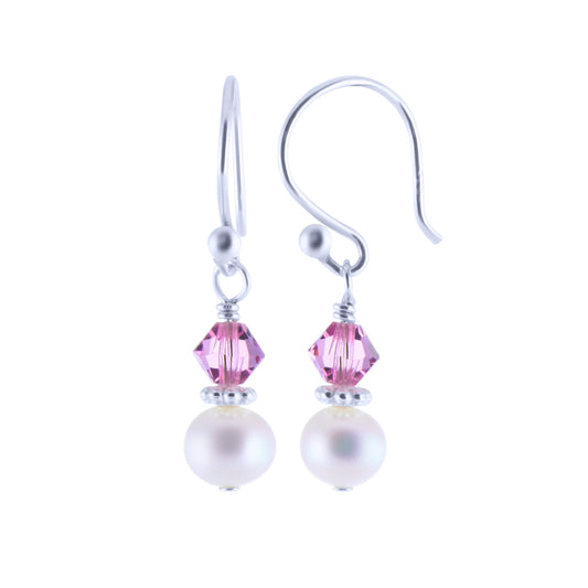 Darling Pearl and Crystal French Hook Earrings