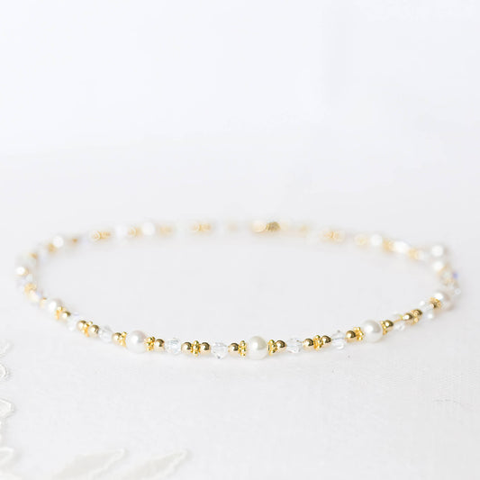 Golden Delightful Pearl and Crystal Necklace