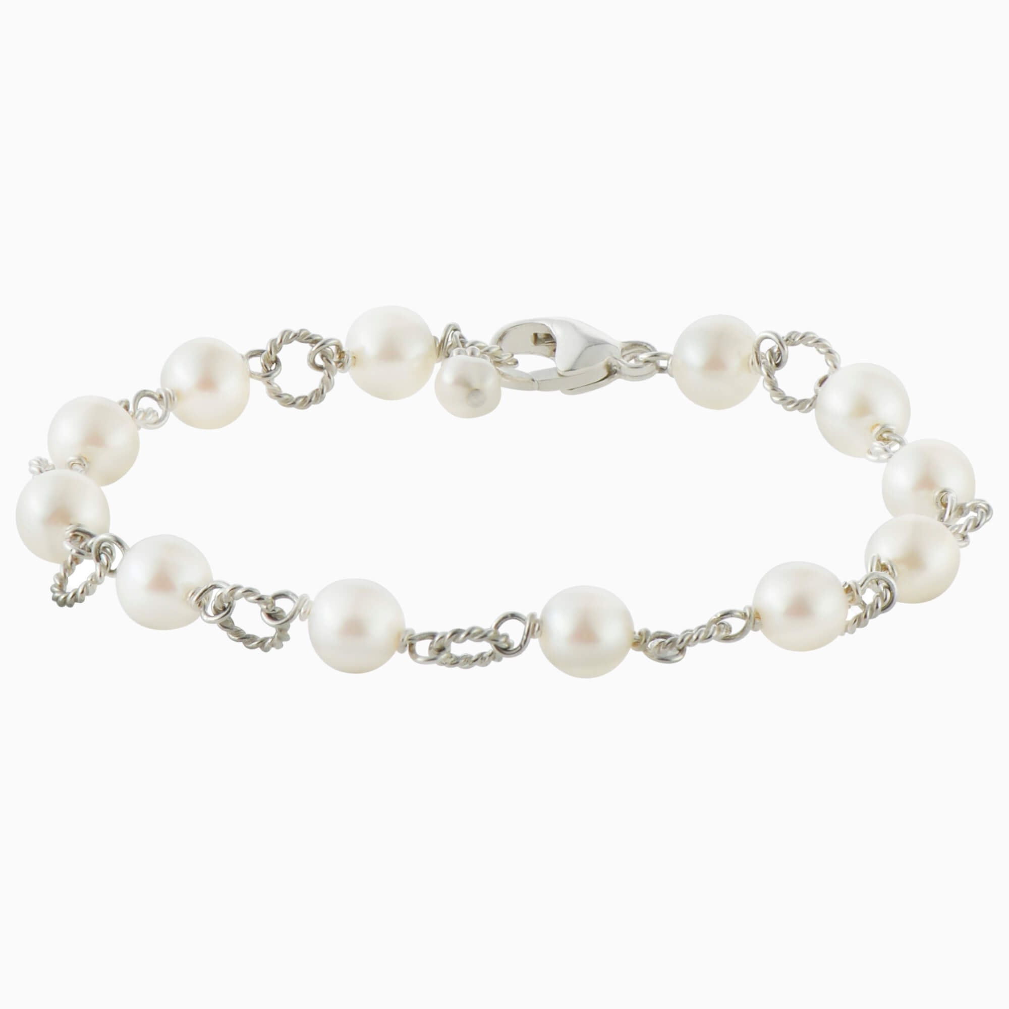 Silverspeck Sterling Silver Freshwater Pearl Bracelet – White Cultured Pearls, Adjustable Box Chain