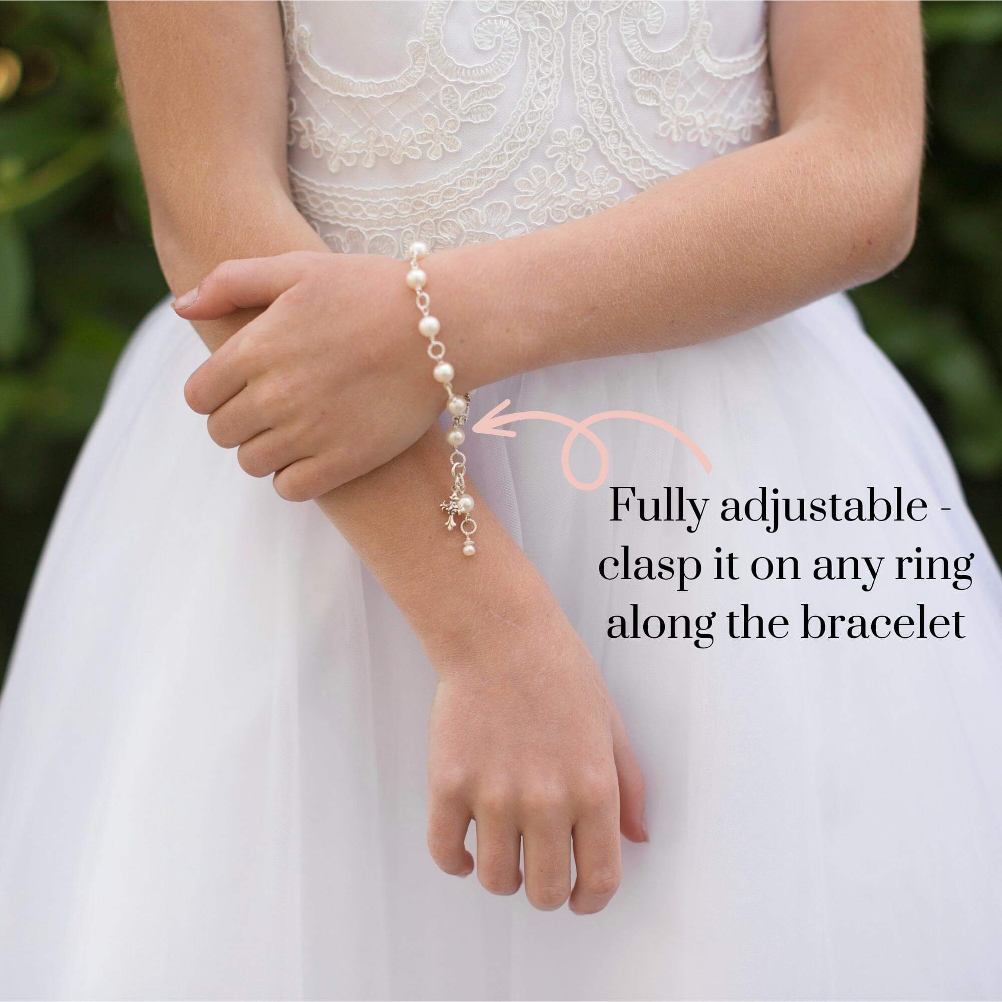 Rose quartz First Holy communion single decade rosary bracelet with So –  Unique Rosary Beads