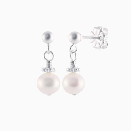 Precious Pearl Dangle Post Earrings