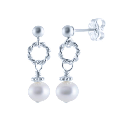 Beautiful Pearl Dangle Post Earrings