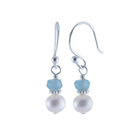 Adorable Pearl and Birthstone French Hook Earrings