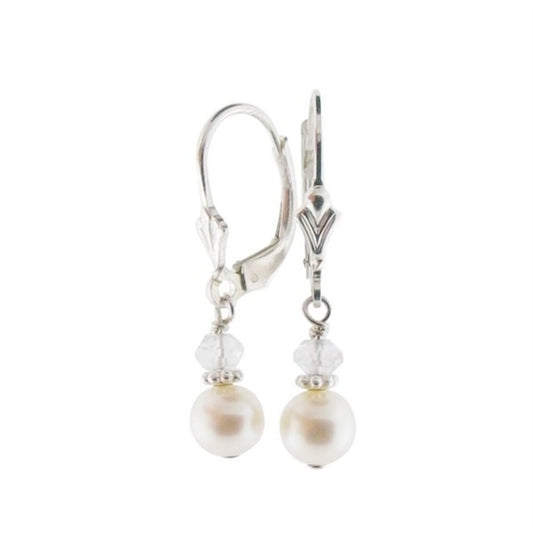 Adorable Pearl and Birthstone Lever Back Earrings - Little Girl's Pearls