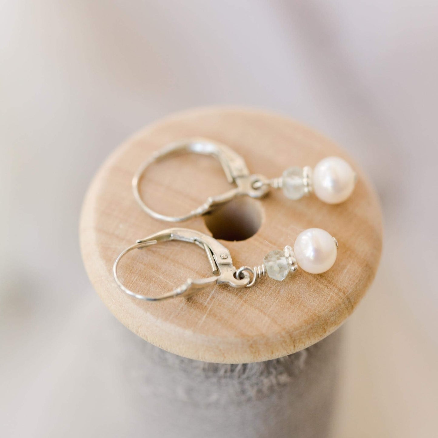 Adorable Pearl and Birthstone Lever Back Earrings
