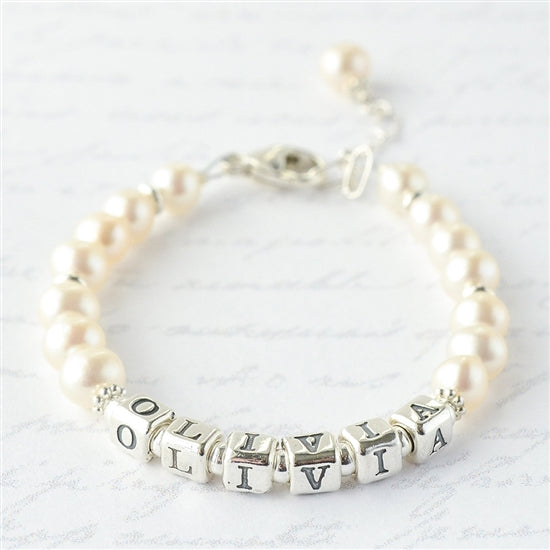 Lovely Pearl Name Bracelet - Little Girl's Pearls