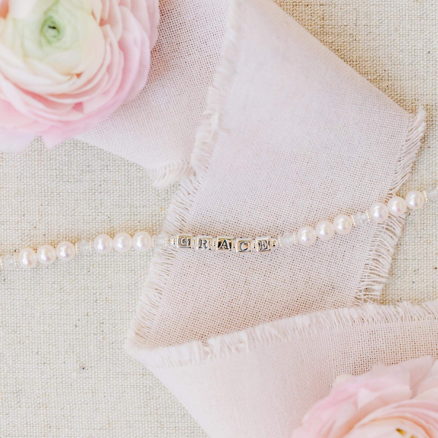 Adorable Pearl and Birthstone Name Bracelet