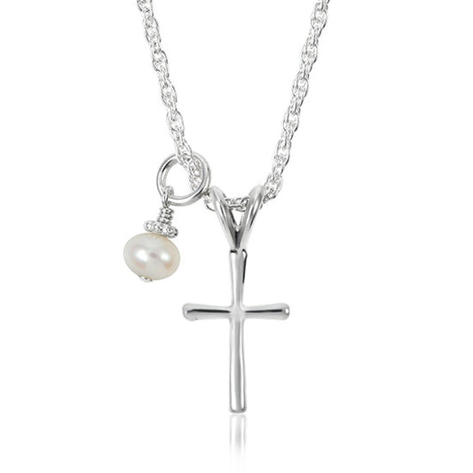 Traditional Keepsake Cross Necklace - Little Girl's Pearls
