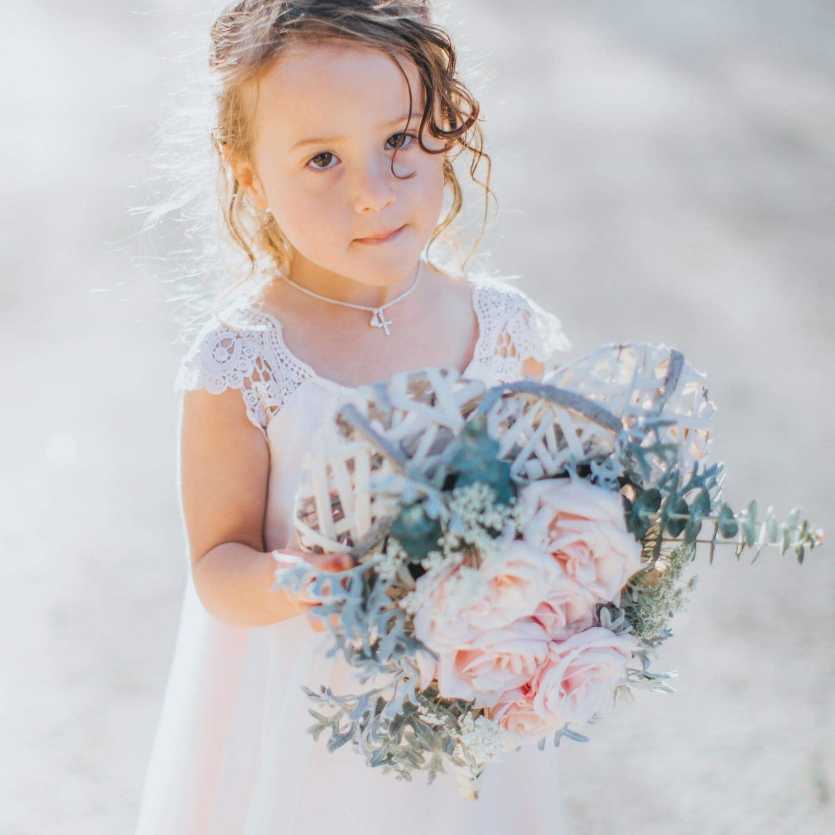 My First Diamond Cross Necklace Little Girl's Pearls